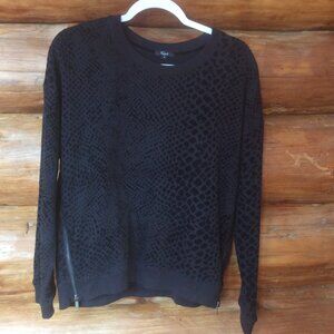 Rails Black Marlo Flocked Velvet Cobra Pattern Pullover Sweatshirt Size Medium
